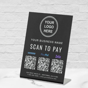 Scannen zum Bezahlen Venmo Paypal Zelle QR-Codes L Sockelschild