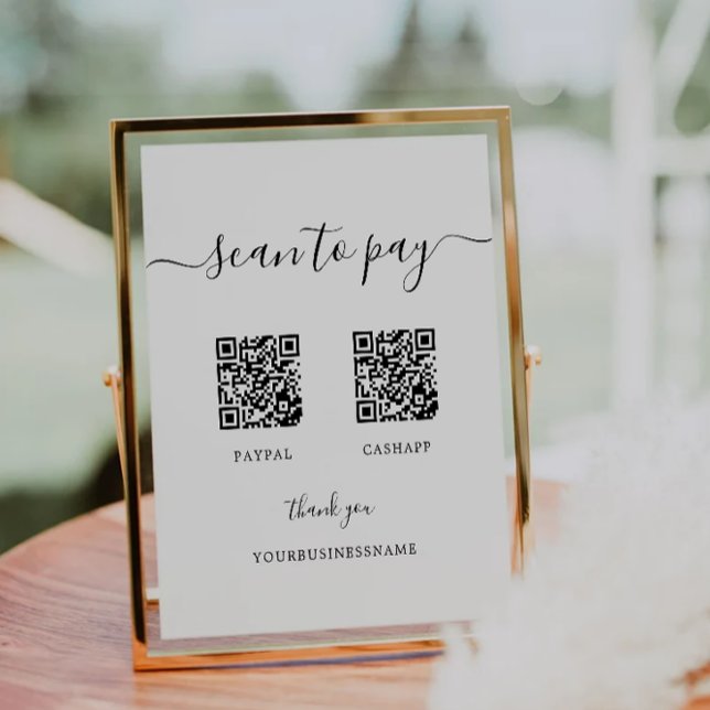 Scannen zum Bezahlen von Zeichen, Venmo, Cash App, Sockelschild (Scan to Pay Sign, Venmo, Cash App, PayPal QR Sign)