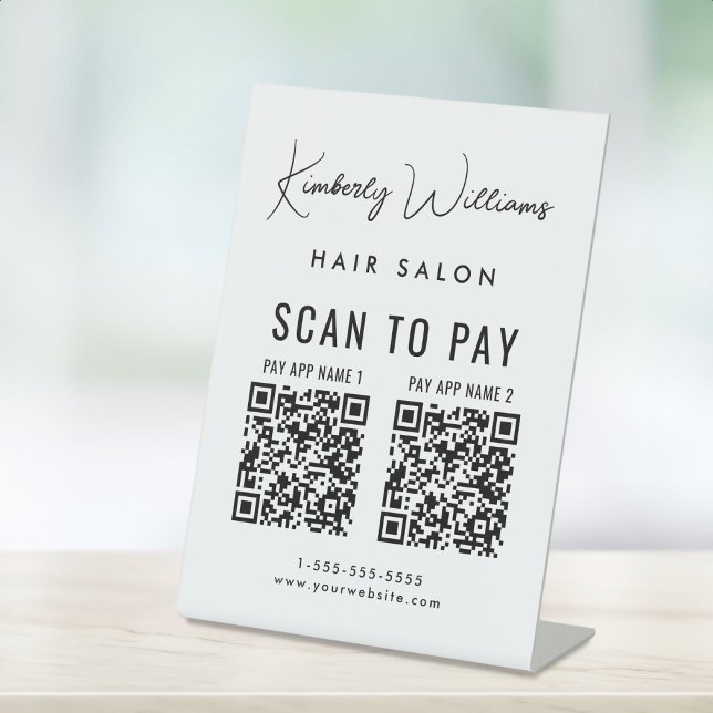 Scannen zur Bezahlung von 2 QR-Codes - Signalisier Sockelschild (A QR code sign to effortlessly connect your customers to your payment platforms)
