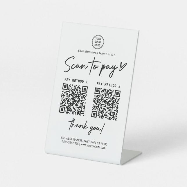 Scannen zur Bezahlung von QR Code Payment Links Pe Sockelschild (Vorderseite)