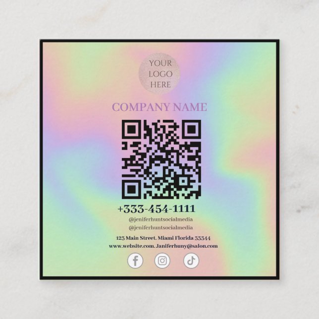 Scanner-QR-Code Social Media-Visitenkarten Quadratische Visitenkarte (Vorderseite)
