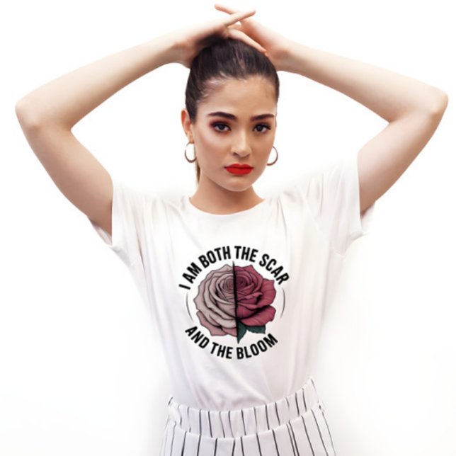 Scar & Bloom Minimalist Half-Rose Half-Narbe T-Shirt (Von Creator hochgeladen)