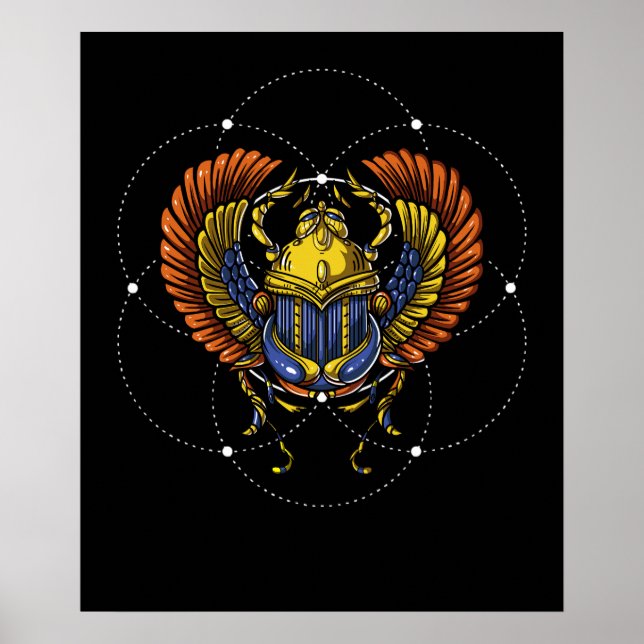 Scarab Käfer Ägyptisches Symbol Sacred Geometry Poster (Vorne)