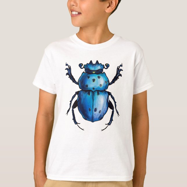Scarab Käfer Art Blaues Insekt Entomologie T-Shirt (Vorderseite)