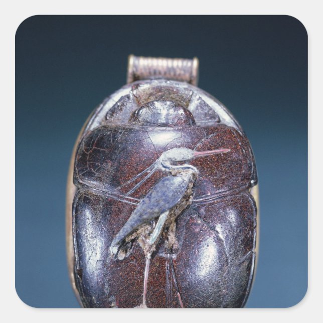 Scarab mit Heron, aus Grab von Tutankhamun Quadratischer Aufkleber (Vorderseite)