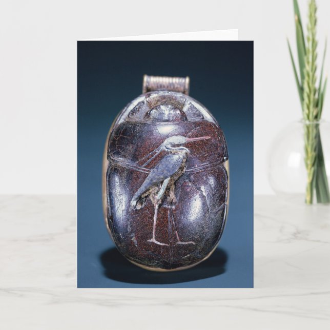 Scarabäus mit Reiher, vom Grab von Tutankhamun Karte (Vorderseite)