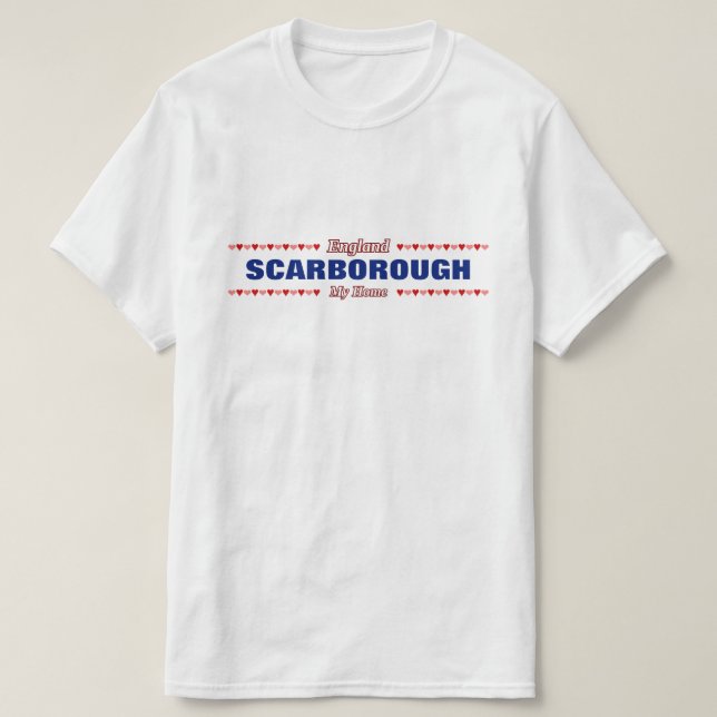 SCARBOROUGH - mein Zuhause - England; Rote u. rosa T-Shirt (Design vorne)