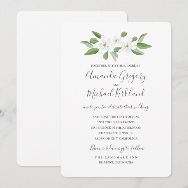 Scarborough Sage Monogram Wedding Suite Einladung (Vorne/Hinten)