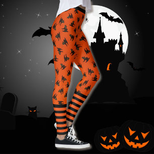 Scardy Cat Black Orange Halloween Beste Qualität Leggings