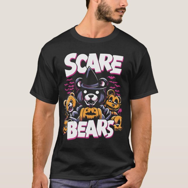 Scare Bears Spooky Funny Halloween Design T-Shirt (Vorderseite)