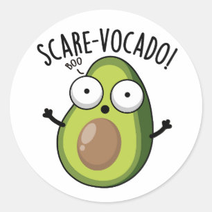 Scare-vocado Lustiger Avocado Wortwitz Runder Aufkleber