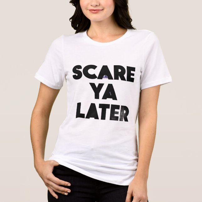 Scare Ya Spater Minimalistische Halloween Typograf Tri-Blend Shirt (Vorderseite)
