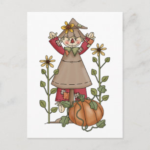 Scarecrow 1 Pumpkin Fall Sonnenblumen Postkarte