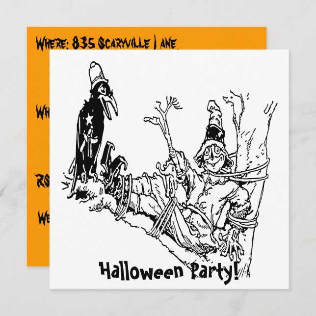 Scarecrow getied in Tree Einladung (Vorne/Hinten)