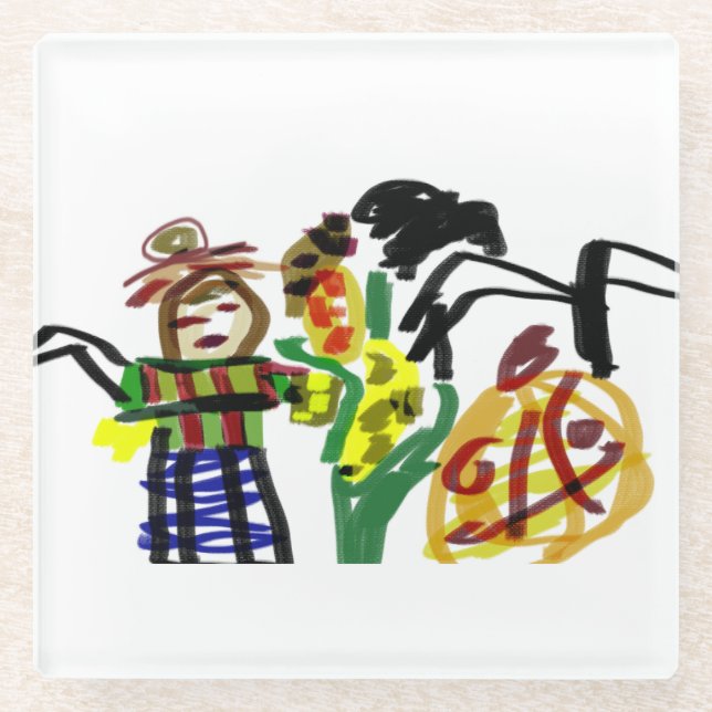 Scarecrow Halloween-Freund Glasuntersetzer (Vorderseite)
