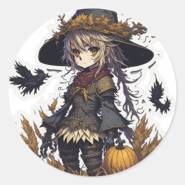 Scarecrow Halloween Runder Aufkleber (Vorderseite)