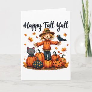 Scarecrow Happy Fall Y'all Erntedank Halloween Karte