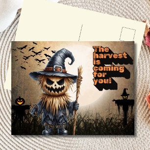 Scarecrow Harvest Hunter Halloween Postkarte