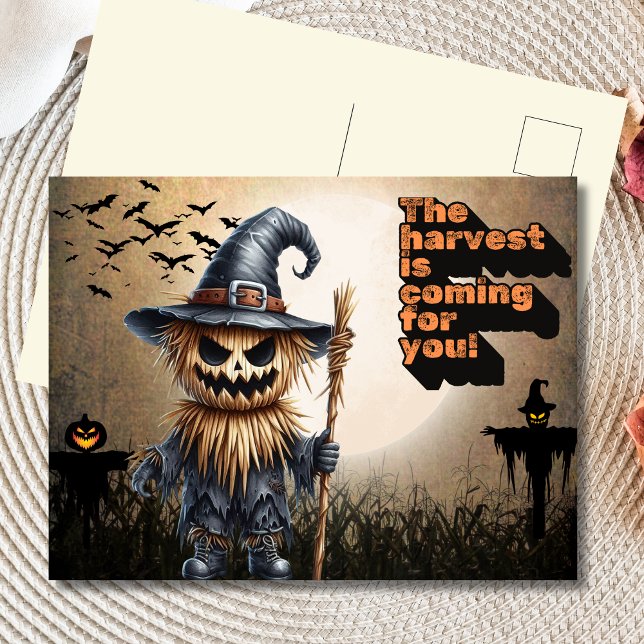Scarecrow Harvest Hunter Halloween Postkarte (Von Creator hochgeladen)