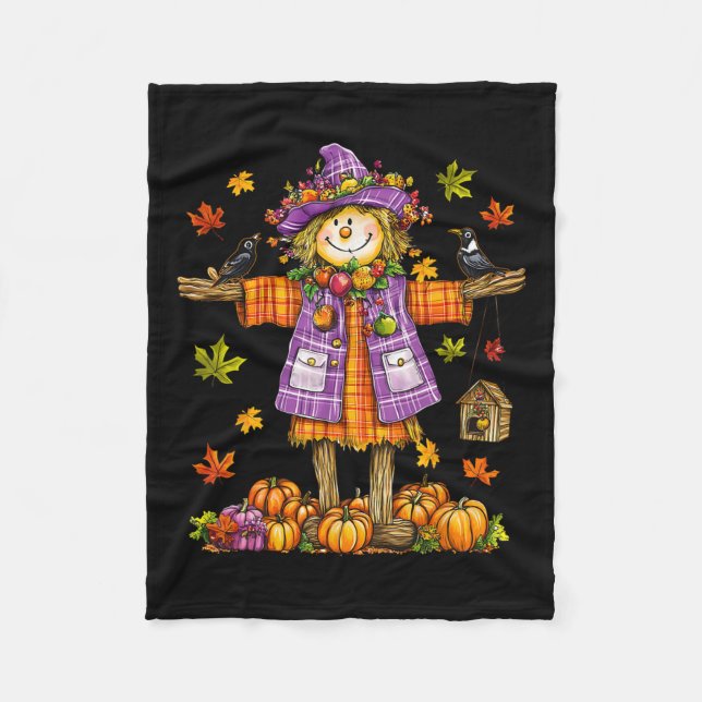 Scarecrow Herbst Saison Pumpkin-Erntedank Fleecedecke (Vorderseite)