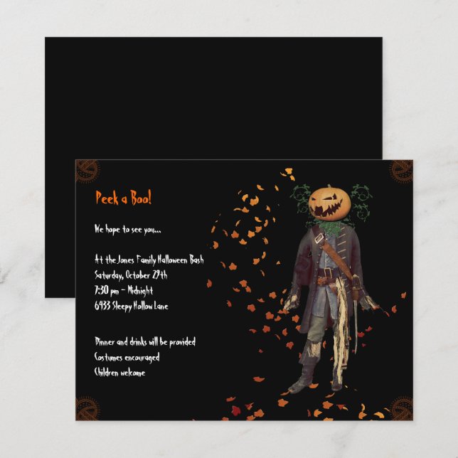 Scarecrow Jack Halloween-Party Einladung (Vorne/Hinten)