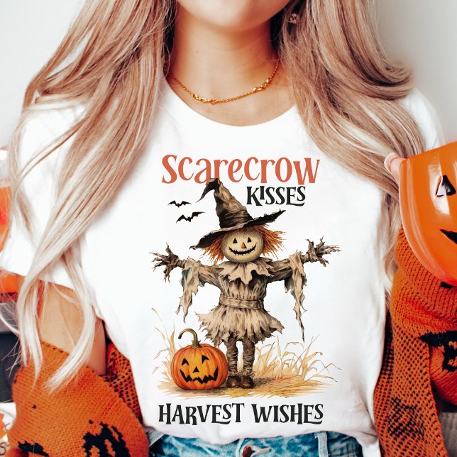 Scarecrow Kisses und Ernte wünscht Herbst T-Shirt (Scarecrow Kisses and Harvest Wishes Retro Vintage Autumn T-Shirt)