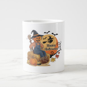 Scarecrow Pumpkin Halloween Rustic Vibes Art Jumbo-Tasse