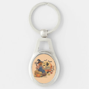 Scarecrow Pumpkin Halloween Rustic Vibes Art Schlüsselanhänger