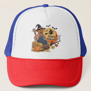 Scarecrow Pumpkin Halloween Rustic Vibes Art Truckerkappe