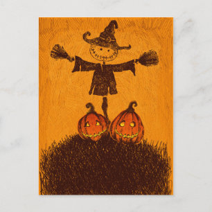Scarecrow Pumpkin Postkarte