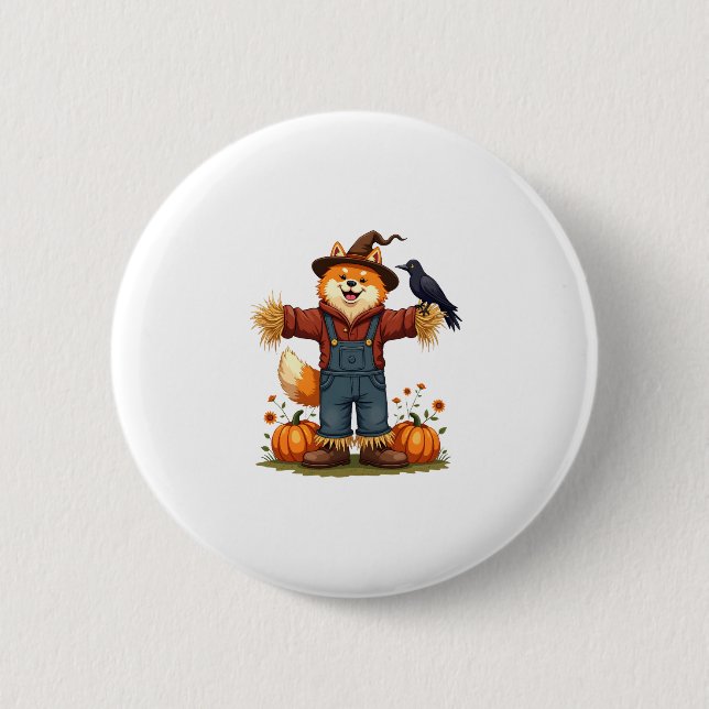 Scarecrow Samoyed Dog Button (Vorderseite)