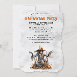 Scarecrow Skeleton Pumpkins Halloween-Party Einladung