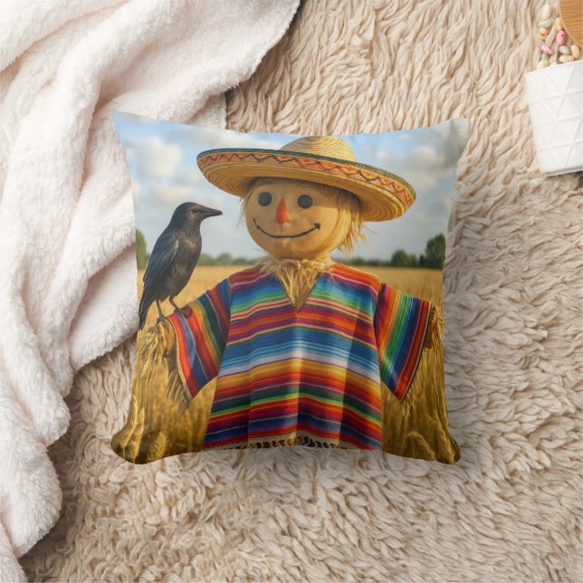 Scarecrow Wearing a Sombrero and Poncho Kissen (Decke)