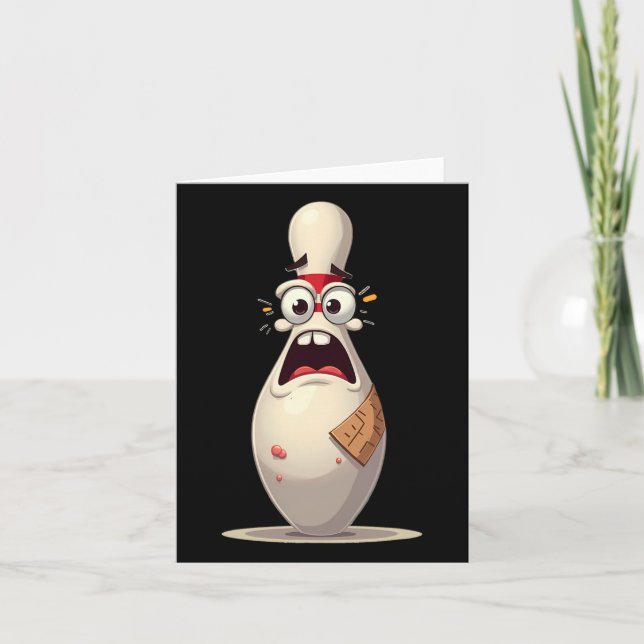 Scared Button Funny Bowling Lover Bowlers Grafik f Karte (Vorderseite)