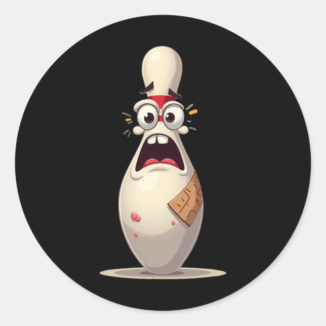 Scared Button Funny Bowling Lover Bowlers Grafik f Runder Aufkleber (Vorderseite)