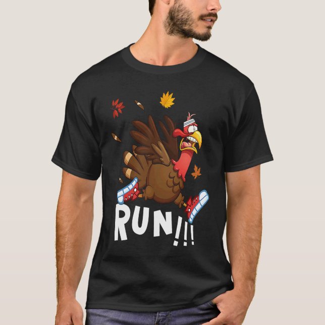 Scared Turkey Run  Thanksgiving Running Turkey Tro T-Shirt (Vorderseite)