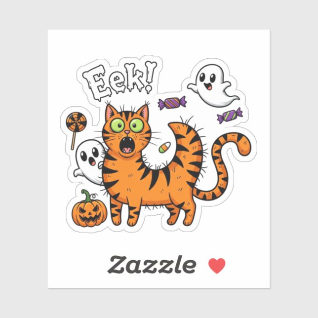 Scaredy Cat - Funny Halloween Ghost Sticker (Blatt)