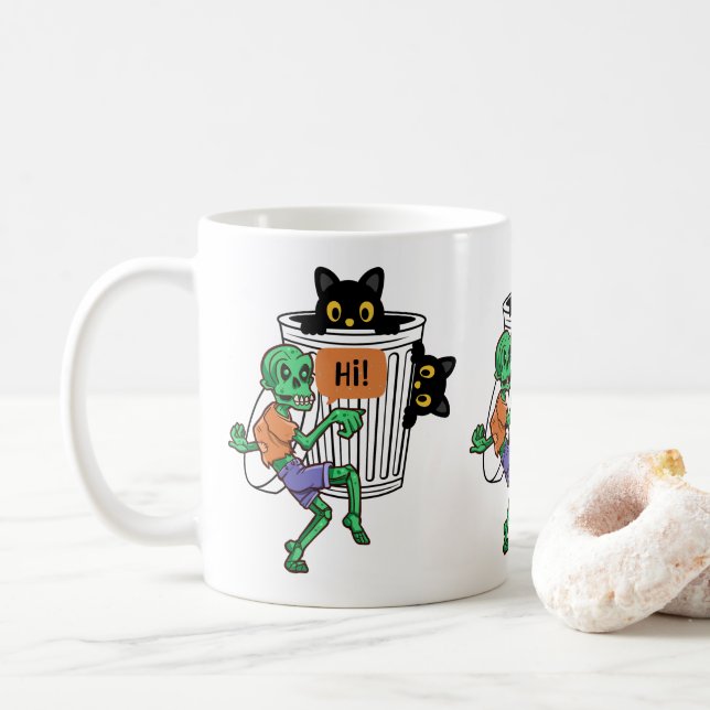 Scaredy Cat Halloween Kaffeetasse (Mit Donut)