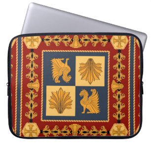 Scarf mit goldgelben Löwen. Separate Elemente Laptopschutzhülle