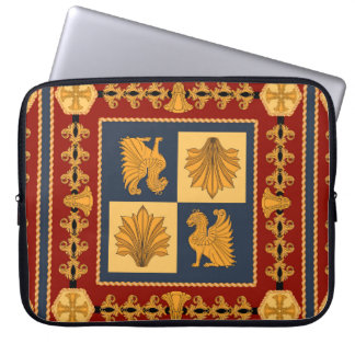 Scarf mit goldgelben Löwen. Separate Elemente Laptopschutzhülle