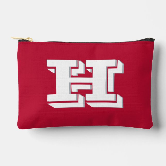 Scarlet and Gray Collegiate Color Style Monogram Zubehörtasche (Vorderseite)