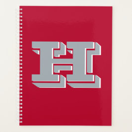 Scarlet and Gray School Pride Color Style Monogram Planer