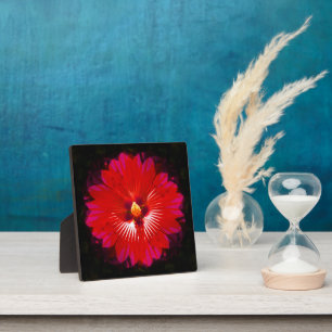 "Scarlet Bloom: Roter Hibiskus Kaleidoskop" Fotoplatte
