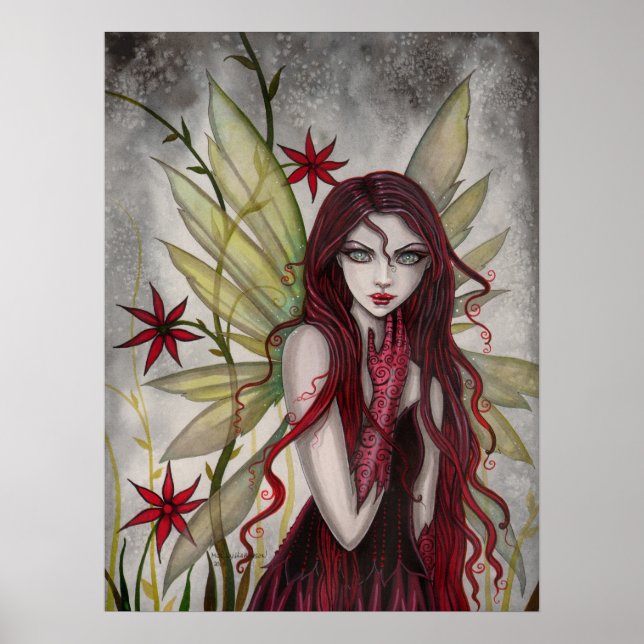 Scarlet Fairy Fantasy Kunst, Dichtung und Musik Poster (Vorne)