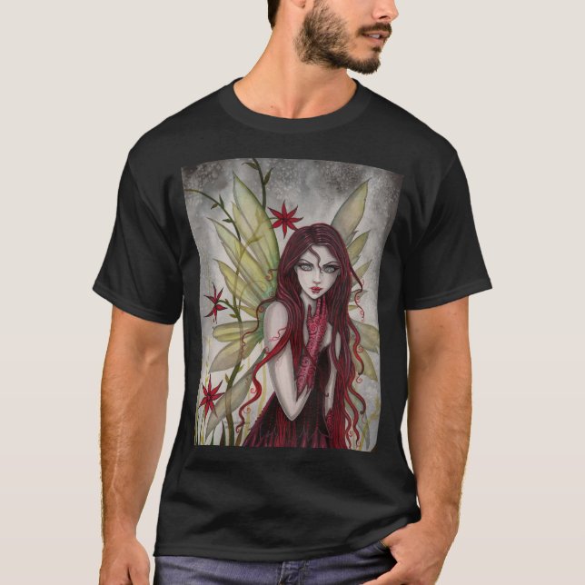 Scarlet Fairy Gothic Fantasy Art T-Shirt (Vorderseite)
