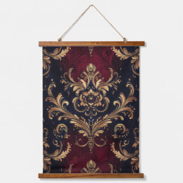 Scarlet & Gold Barock Wandteppich Mit Holzrahmen