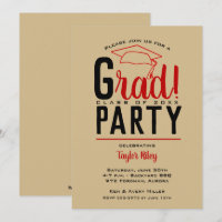 Scarlet Gold Black Graduation Party Einladungen