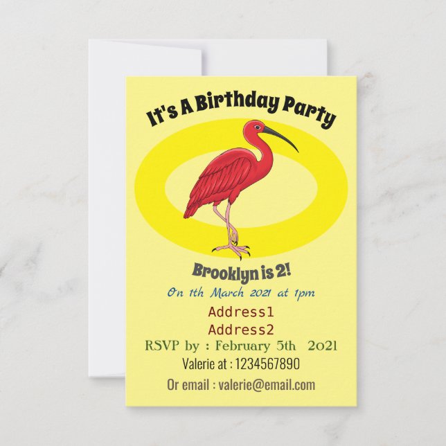 Scarlet ibis bird Cartoon Einladung (Vorderseite)