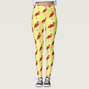 Scarlet ibis bird Cartoon Leggings