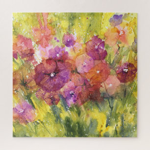 Scarlet Lilac: Vintag Garden Wasserfarbe. Puzzle
